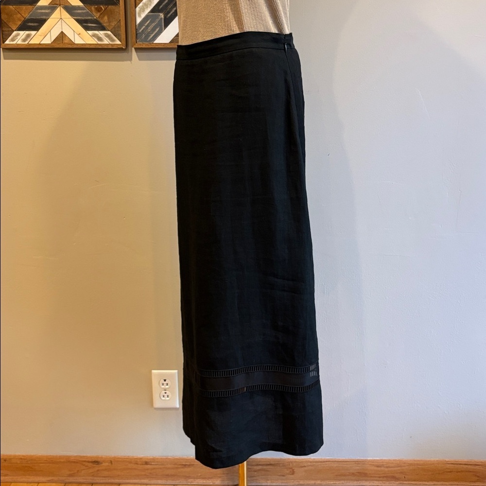 Ralph Lauren Collection Black Linen Maxi Skirt with Cutout Detail size 8 - Picture 5 of 14